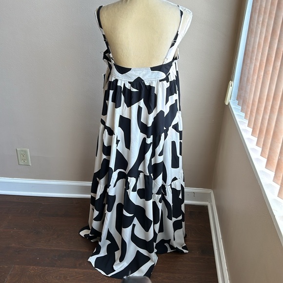 Abel the Label Anthropologie Black Off White Maxi Dress NWT Strappy Boho - Picture 3 of 3